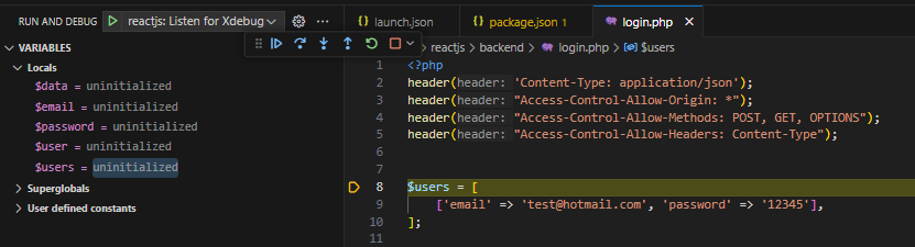 Depuración con Xdebug desde VSCode de código PHP en proyecto ReactJS